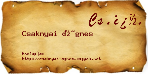 Csaknyai Ágnes névjegykártya
